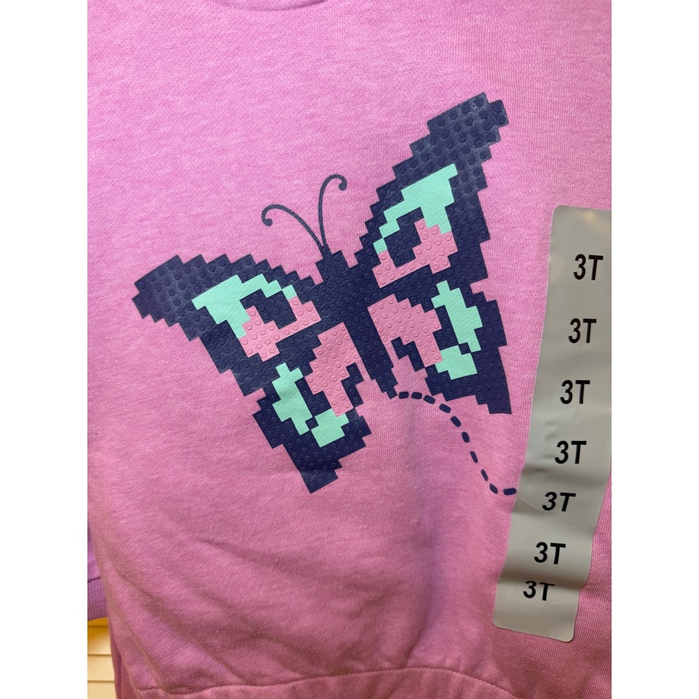 Andy & Evan Girls 3-Piece Set Hoodie T-Shirt and Pants Purple Butterfly 3T NEW - Picture 2 of 7